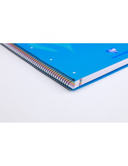 Cuaderno espiral clairefontain e din a4+ 120 hojas 90 gr tapa plastico microperforado cuadro 5 mm colores surtidos