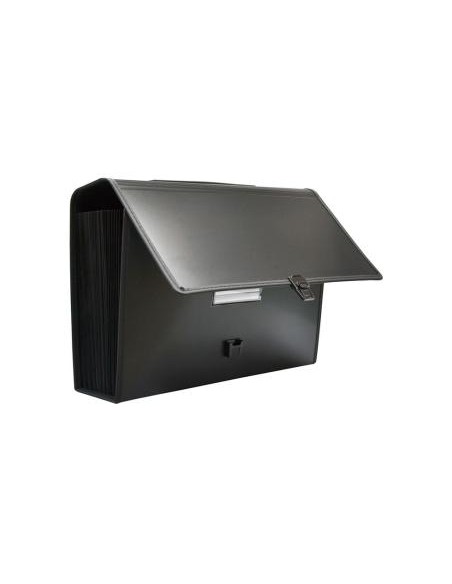 Maletin clasificador office box polipropileno con asa 36 separadores negro