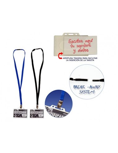 Identificador con cordon office box con cordon de seguridad azul