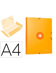 Carpeta antartik gomas tres solapas carton forrado a4 color mostaza