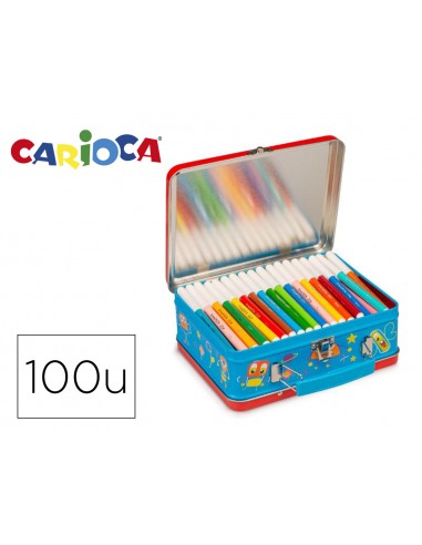 Rotulador carioca color kit caja metalica de 80 unidades surtidas + album colorear