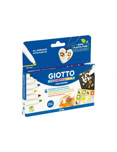 Rotulador giotto decor materials caja de 6 colores surtidos
