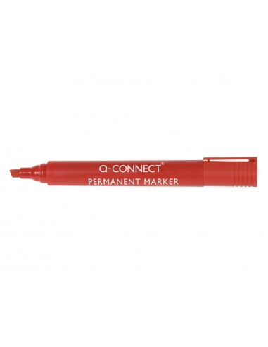 Rotulador q-connect marcador permanente rojo punta biselada 5 mm