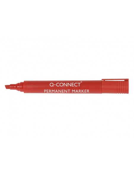 Rotulador q-connect marcador permanente rojo punta biselada 5 mm