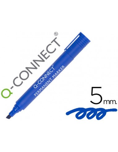 Rotulador q-connect marcador permanente azul punta biselada 5 mm