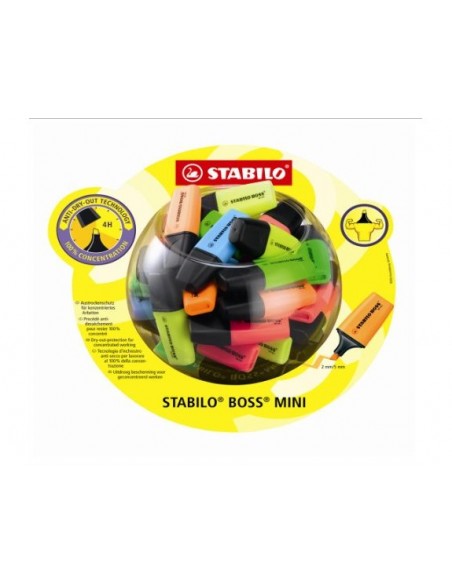 Rotulador stabilo boss mini fluorescente expositor bombonera de 50 unidades colores surtidos