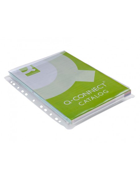 Funda multitaladro q-connect con fuelle din a4 pvc 180 mc bolsa de 5 unidades