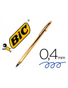 Boligrafo bic cristal celebration oro tinta azul