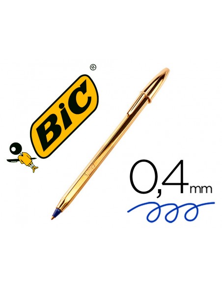 Boligrafo bic cristal celebration oro tinta azul