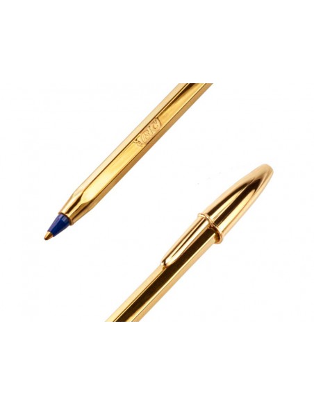 Boligrafo bic cristal celebration oro tinta azul