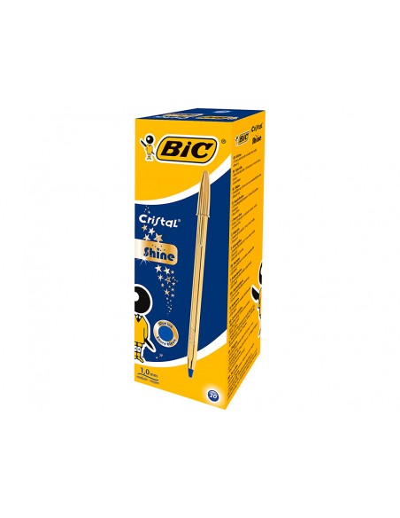 Boligrafo bic cristal celebration oro tinta azul