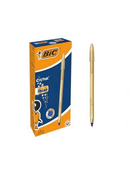 Boligrafo bic cristal celebration oro tinta azul