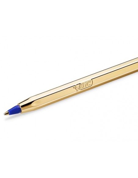 Boligrafo bic cristal celebration oro tinta azul