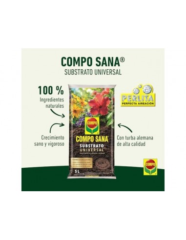 Sustrato compo universal para plantas de interior y exterior saco de 5 litros