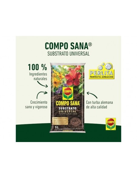 Sustrato compo universal para plantas de interior y exterior saco de 5 litros