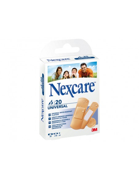Tira protectora 3m nexcare para heridas y cortes plasticoimpermeable caja de 20 unidades diversos tamaños