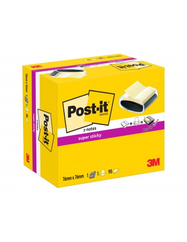 Soporte bloc de notas adhesivas quita y pon post-it super sticky z notes color negro con 1 bloc 76x76 mm