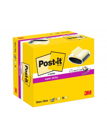 Soporte bloc de notas adhesivas quita y pon post-it super sticky z notes color negro con 1 bloc 76x76 mm