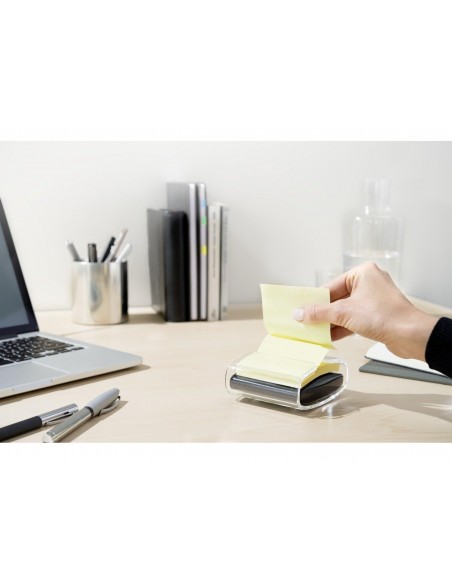 Soporte bloc de notas adhesivas quita y pon post-it super sticky z notes color negro con 1 bloc 76x76 mm