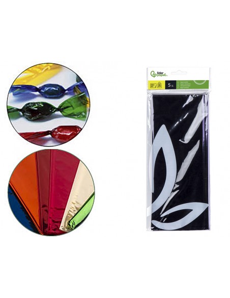 Papel celofan liderpapel 50x70 cm 22 g bolsa de 5 hojas violeta