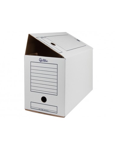 Caja archivo definitivo liderpapel folio doble ancho carton reciclado 400g/m2 lomo 200 mm blanco 367x200x251 mm