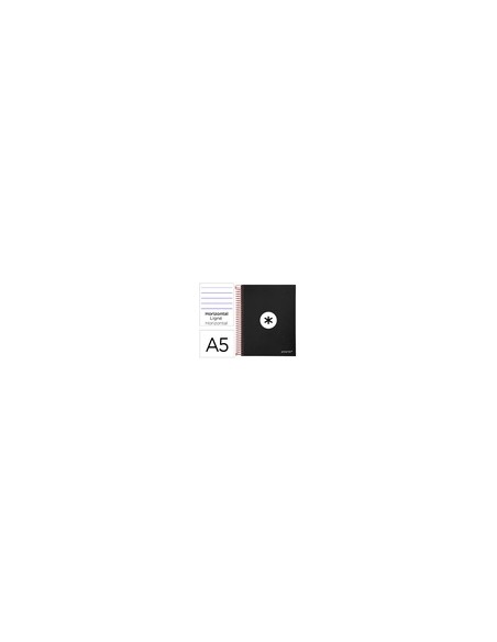Cuaderno espiral a5 micro antartik tapa forrada 120h 90 gr horizontal 5 bandas 6 taladros color negro Cuaderno espiral a5 micro antartik tapa forrada 120h 90 gr horizontal 5 bandas 6 taladros color negro