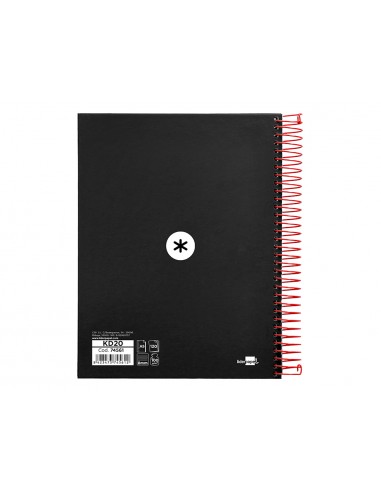 Cuaderno espiral a5 micro antartik tapa forrada 120h 90 gr horizontal 5 bandas 6 taladros color negro