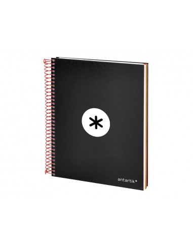 Cuaderno espiral a5 micro antartik tapa forrada 120h 90 gr horizontal 5 bandas 6 taladros color negro
