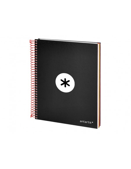 Cuaderno espiral a5 micro antartik tapa forrada 120h 90 gr horizontal 5 bandas 6 taladros color negro Cuaderno espiral a5 micro antartik tapa forrada 120h 90 gr horizontal 5 bandas 6 taladros color negro
