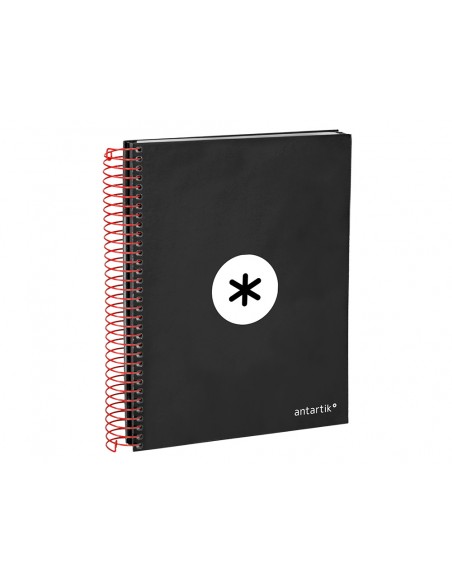 Cuaderno espiral a5 micro antartik tapa forrada 120h 90 gr horizontal 5 bandas 6 taladros color negro Cuaderno espiral a5 micro antartik tapa forrada 120h 90 gr horizontal 5 bandas 6 taladros color negro