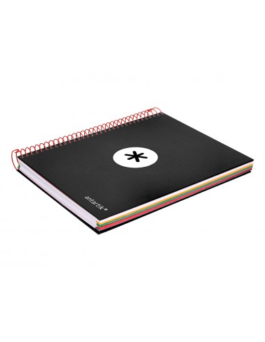 Cuaderno espiral a5 micro antartik tapa forrada 120h 90 gr horizontal 5 bandas 6 taladros color negro
