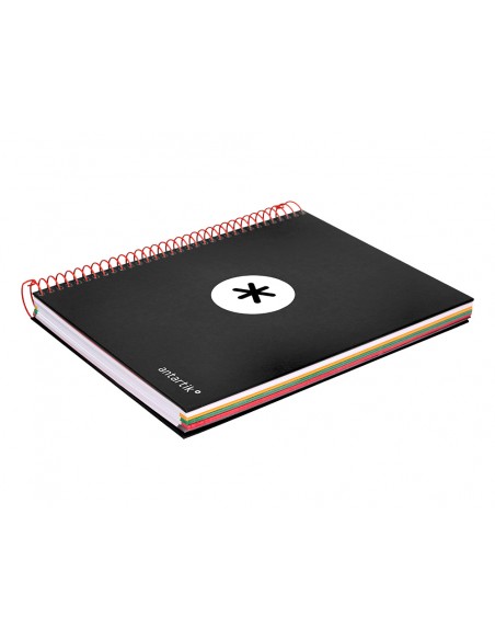 Cuaderno espiral a5 micro antartik tapa forrada 120h 90 gr horizontal 5 bandas 6 taladros color negro Cuaderno espiral a5 micro antartik tapa forrada 120h 90 gr horizontal 5 bandas 6 taladros color negro