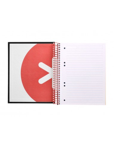 Cuaderno espiral a5 micro antartik tapa forrada 120h 90 gr horizontal 5 bandas 6 taladros color negro