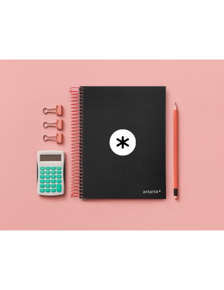 Cuaderno espiral a5 micro antartik tapa forrada 120h 90 gr horizontal 5 bandas 6 taladros color negro Cuaderno espiral a5 micro antartik tapa forrada 120h 90 gr horizontal 5 bandas 6 taladros color negro