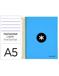 Cuaderno espiral a5 micro antartik tapa forrada 120h 100 gr horizontal 5 bandas 6 taladros color azul