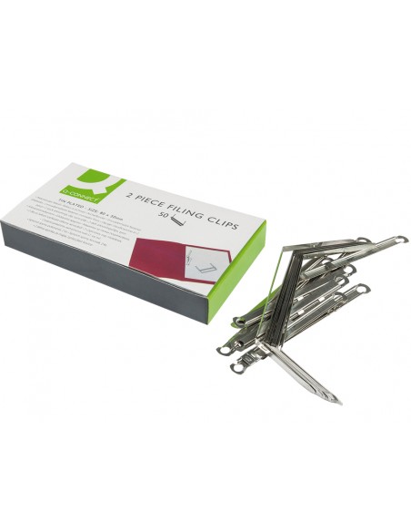 Encuadernador fastener q-connect plateado caja de 50 unidades