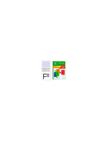Bloc espiral oxford tapa blanda folio 80 hojas 90gr cuadro 4 mm colores vivos pack de 4+1