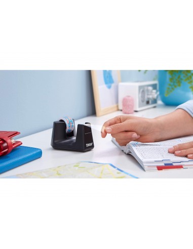 Portarrollo sobremesa tesa plastico easy cut smat para cintas de 33 m color negro