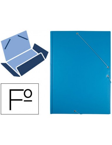 Carpeta liderpapel gomas tres solapas plastico folio color celeste