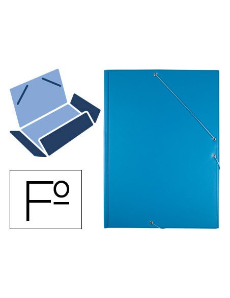 Carpeta liderpapel gomas tres solapas plastico folio color celeste