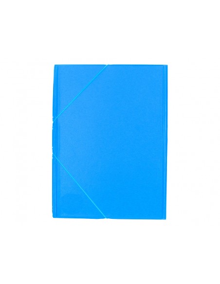 Carpeta liderpapel gomas tres solapas plastico folio color celeste