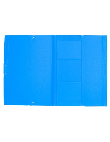 Carpeta liderpapel gomas tres solapas plastico folio color celeste