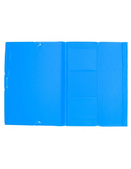 Carpeta liderpapel gomas tres solapas plastico folio color celeste