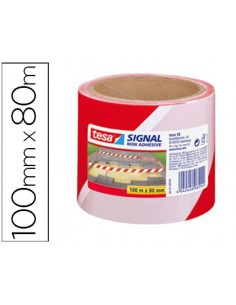 Cinta de señalizacion tesa signal no adhesiva rojo y blanco 100 m x 80 mm