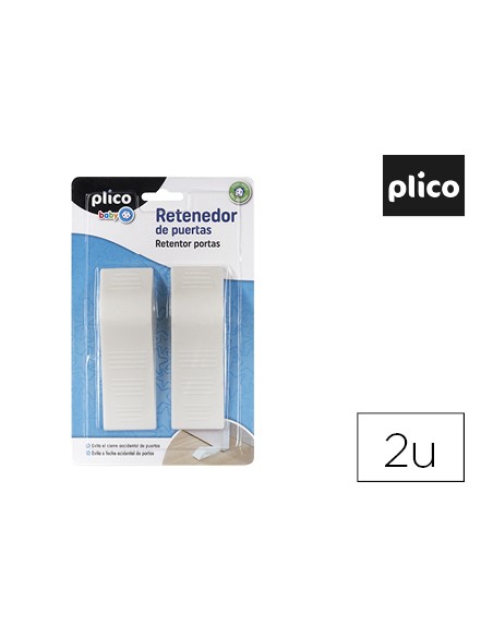 Retenedor de puertas plico plastico blanco blister de 2 unidades