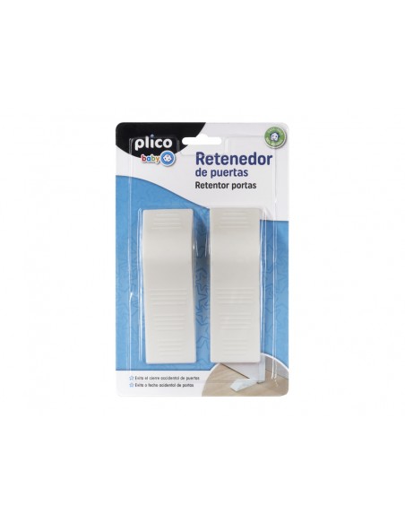 Retenedor de puertas plico plastico blanco blister de 2 unidades