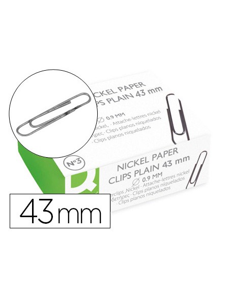 Clips niquelados q-connect nº3 43 mm caja de 100 unidades