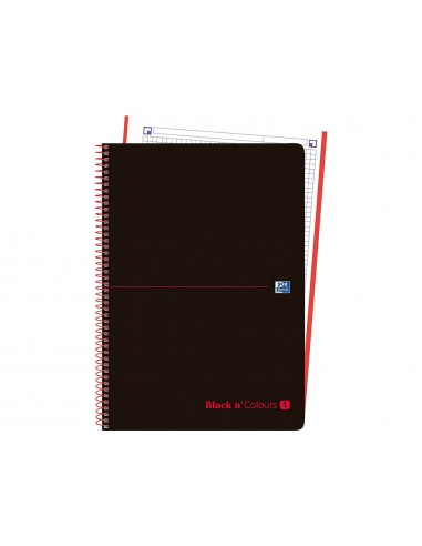 Cuaderno espiral oxford ebook 1 tapa plastico din a4+ 80 h horizontal black'n colors rojo