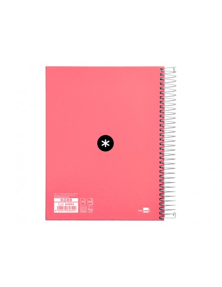 Cuaderno espiral a5 micro antartik tapa forrada120h 90 gr cuadro 5 mm 5 band 6 taladros color coral Cuaderno espiral a5 micro antartik tapa forrada120h 90 gr cuadro 5 mm 5 band 6 taladros color coral