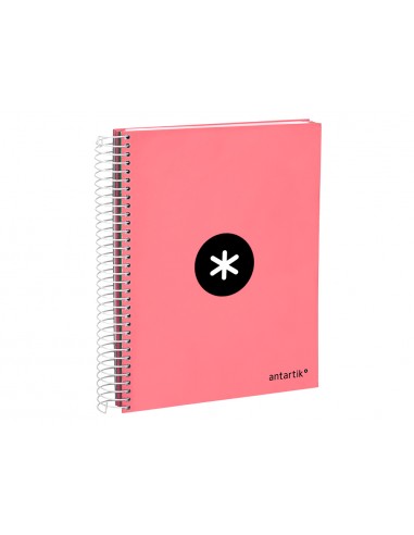 Cuaderno espiral a5 micro antartik tapa forrada120h 90 gr cuadro 5 mm 5 band 6 taladros color coral